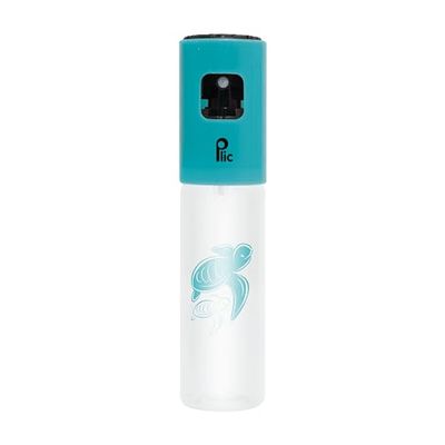 PLIC - Flacone spray ricaricabile da 100 ml - Diffusione morbida con gocce sottili - Ideale per il viaggio (formato aereo) - Multiuso - Colori trasparenti e blu