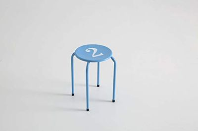 Closet 443838 Lot de 2 tabourets empilables en Fer Bleu