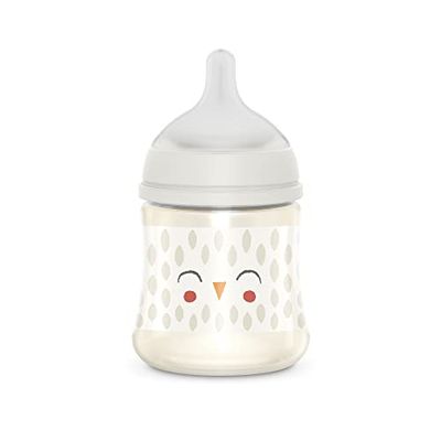 Suavinex, Biberon 150 ml. Biberon avec Tétine Symétrique SX Pro en Silicone à Débit Lent (S). Avec Valve Anti-Colique. Pour Bébés +0 Mois. Bonhomia, Beige