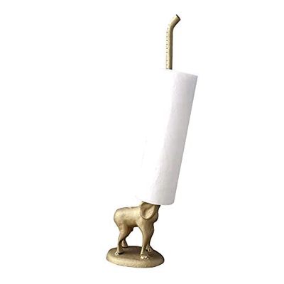 WallCharmers Porte-Serviettes en Papier doré, Support de Papier Toilette ou de Cuisine en métal pour Sol ou comptoir, éléphant doré