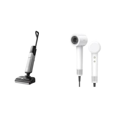 Mova X4 Pro Aspirateur Humide et Sec,Lavage à l'eau Chaude, Anti-enchevêtrement, Auto-Nettoyage à 100°C,Aspiration de 20 kPa.Turbo Sèche-Cheveux,Moteur brushless,110 000 RPM,séchage Rapide,4 Niveaux