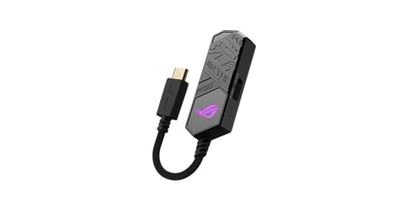 ROG Clavis USB-C to 3.5 mm Gaming DAC with AI Noise-Canceling Mic, MQA Rendering Tech, ESS 9281 Quad DAC, Audio Amplifier and Aura Sync. ROG Clavis is Compatible with PCs, Mobile Devices and laptops