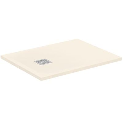 Ideal Standard - Ultra Flat S+, Piatto doccia rettangolare ultrasottile in resina effetto pietra, 90x70cm, Ideal Solid, Scarico lato corto, Sabbia