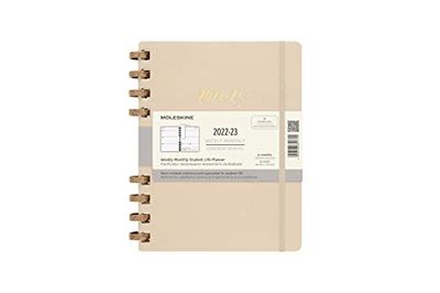 Moleskine Monthly Planner 2022-2023, Agendas Spiral Academic, Agenda Mensual de 12 Meses con Tapa Dura, Tamaño XL 19 x 25 cm, Remake Sand