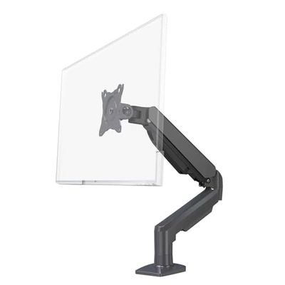 Office Hippo Single Monitor Arm, Gas Spring Suspension, Desk Clamp Mount, Adjustable Screen Position