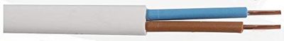 Pro Elec PEL01153 0,50 mm2 2192Y platt 2-kärnig nätkabel, 3A, vit, 10 m