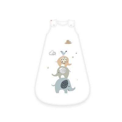 Herding babybest babysovsäck, elefant, 90 cm, rund dragkedja och tryckknappar