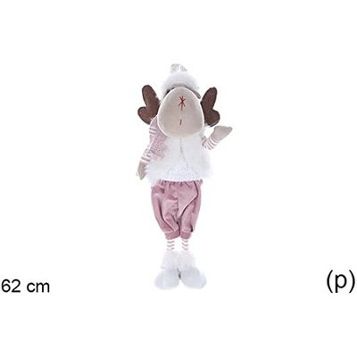 Cm 87759 Peluche Reno con Vestido Y Bufanda Leds A Pilas Incluidas 62Cm