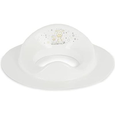 BIECO 11001706 - Asiento para inodoro infantil, diseño de jirafa, aprox. 32 x 36,5 x 5 cm, de 8 meses a 4 años, color blanco