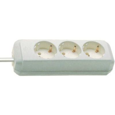 Brennenstuhl Eco-Line Extensão de tomadas com 3 tomadas de energia (cabo de 3 m, sem interruptor) branco
