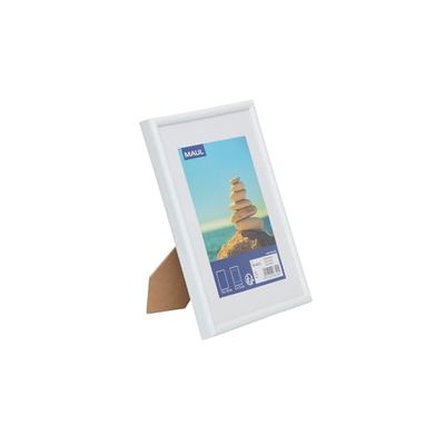Maul Plastic Picture Frame 13 x 18 cm for Hanging + Standing in Landscape and Portrait Format Elegant Slim Removable Frame with Mount Insert Ideal for Photos, Collage and Pictures White