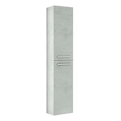Habitdesign ARKITMOBEL Columna de Baño Suspendida 2 Puertas y 2 Estantes, 150x30x25 (AltoxAnchoxFondo -en cm), Color Cemento, Modelo Athena