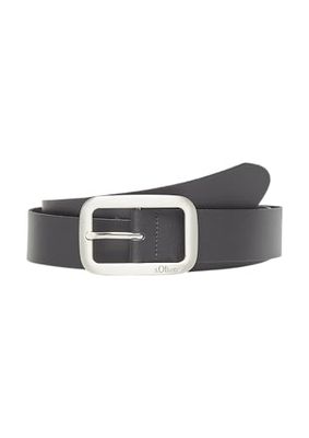 s.Oliver Leren riem met rechthoekige frame-sluiting en logo-details, zwart, 90