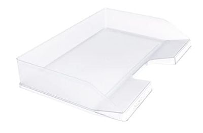 Exacompta - Ref 11723D - Set of 8 Italian Combo Letter Trays - Dimensions 25.5x36.5x6.5cm - for A4+ Format Documents - Crystal Colour - Capacity 500 Sheets