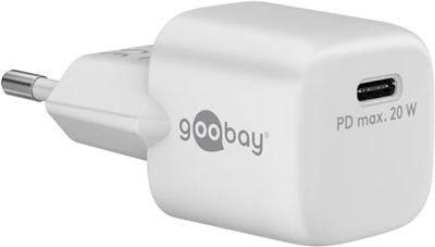 goobay 65404 USB-C PD (Power Delivery) Nano snellader 20 W, oplader/voeding/oplader voor USB type C-apparaten/iPhone/iPad/Samsung Galaxy Series/Google Pixel, wit