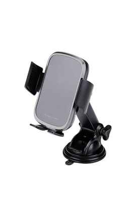 Dunlop Telefoonhouder en inductielader – draadloze oplader met Qi – met zuignap voor bevestiging aan dashboard en voorruit – telefoons van 65 mm tot 92 mm breed – kunststof – zwart