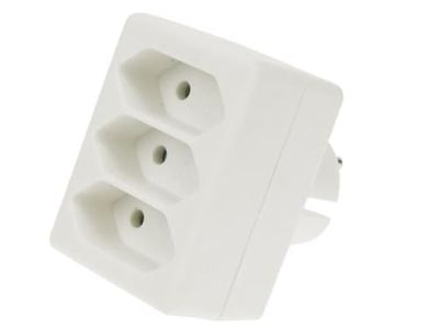 Perel Folha multiplicada, 3 chapas de euros, tomada de terra francesa (tipo E), polipropileno, interior, uso branco