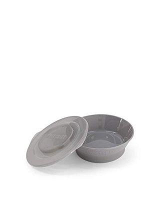 TWISTSHAKE Tigela com tampa de alimentação para bebés de PP e silicone, tigela selada, tigela para bebé prato, louça, sem BPA, 6 meses, cinzento pastel