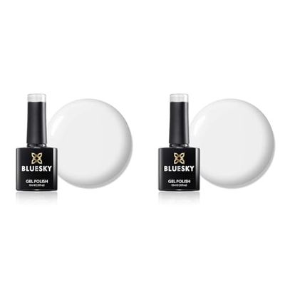 Bluesky Gel Nail Polish, Studio White 80526, French, French Manicure, Light,White Long Lasting, Chip Resistant, 10 ml (Requires Drying Under UV LED Lamp) (Pack of 2)