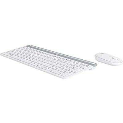 Logitech MK470 Kit Mouse e Tastiera, Layout Tedesco Qwertz, ‎Bianco