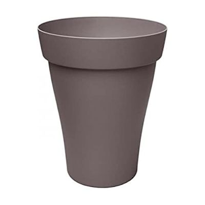 Poétic Pot de Fleurs Romeo, Grand Pot de Fleurs Rond, Volume 70L, Coloris Taupe