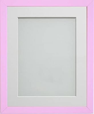 Frame Company Jellybean Range Pink Wooden 10x8 inch Picture Photo Frame with White Mount for Image 8x6 inch * Choice of Colours & Sizes* Fitted with Perspex