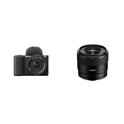 Sony ZV-E10 II K di Sony | Vlog camera APSC con lente intercambiabile 16-50mm II f/3.5-5.6 Power Zoom + Obiettivo SONY APS-C con attacco E-mount 11 mm F1.8