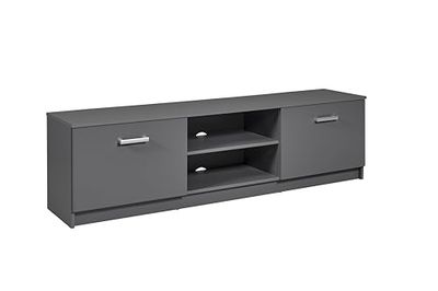 Inter Link - Mueble TV - Mueble TV - Consola TV - 2 Puertas batientes - 2 Compartimentos - Gris - Elenzio