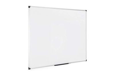 Bi-Office Lavagna Magnetica Bianca Maya Serie W, Con Cornice In Alluminio, Superficie Magnetica Acciaio Laccato, Angoli in ABS, 120x90 cm