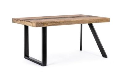KONTE.DESIGN Tavolo ELMER in legno di acacia e gambe in acciaio nero, 200×100 cm