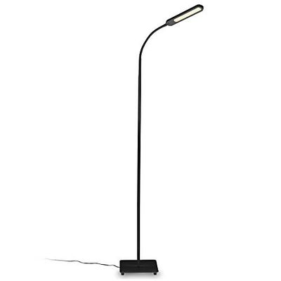 B.K.Licht Lampada da terra LED, piantana dimmerabile su 4 livelli, luce calda, neutra o fredda, altezza d'uso 1,35m, 6,5W, 600Lm, orientabile, lampada a stelo touch moderna, nera IP20