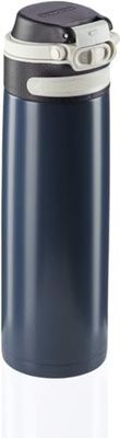 Leifheit Flip termosmugg 600 ml, kaffemugg 100% tät, praktisk öppning med en hand, dryckesmugg to go med filter för vatten med fruktbitar, håller drycker varma i upp till 6 timmar, mörkblå