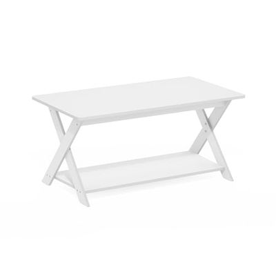 Furinno Simplistische Criss-Crossed Salontafel, Engineered Wood, Wit, 49,8 (D) x 89,9 (B) x 40,6 (H) cm