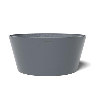POTS&MORE Pot de Fleurs Conico Bowl 40 (diamètre 40 cm, Design élégant, Couleur : Gris, Hauteur 18 cm, Pot en Plastique, pour Plantes d'intérieur) VP354001