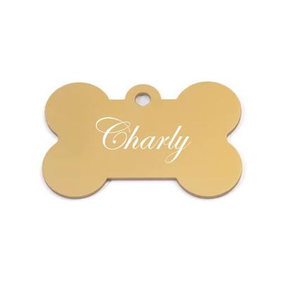 Medaglietta per Animali, Medaglia in Alluminio Annodizzato per Cane o Gatto, con Incisione Nome, Frase o Dedica Personalizzata, forma Osso, 4cm