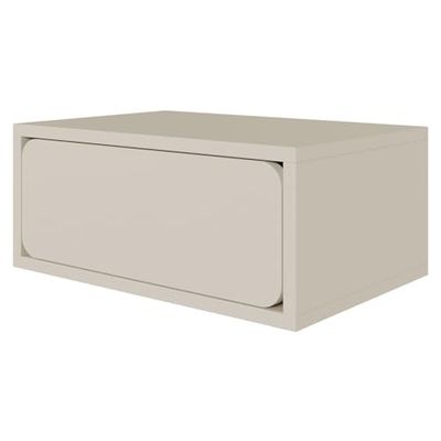 Selsey Wuwu - Table de Chevet - Table d'appoint - avec tiroir - Push to Open - avec coulisses à Billes - Gris-Beige