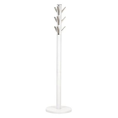 Umbra Flapper cabide com 9 ganchos rebatíveis, madeira de borracha, branco