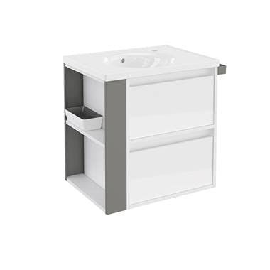 Bath + – Meuble de salle de bain avec 2 tiroirs et lavabo de porcelaine Bsmart