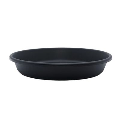 The HC Companies Okrągły plastikowy klasyczny spodek na rośliny 25 cm – do wewnątrz i na zewnątrz tace na rośliny do doniczek – 27 x 27 cm x 4,4 cm, czarny