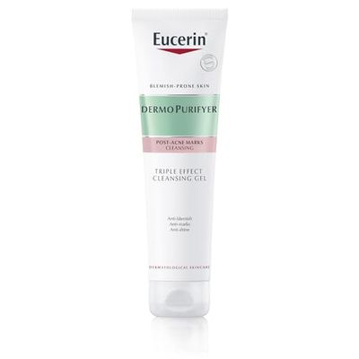 Eucerin DermoPurifyer Triple Effect Cleansing Gel 150ml, Gentle and Effective Facial Cleanser for Blemish-Prone Skin, Non-Comedogenic Face Wash