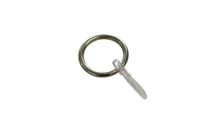 GARDINIA Kos Curtain Rings with Folding Hooks, for the Kos Curtain Pole Set, 6 Pieces, Inner Diameter 27 mm, Outer Diameter 35 mm, Width 4 mm, Metal, Stainless Steel Look