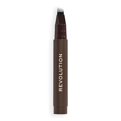 Revolution Instant Brow Hair Pen, Applicateur de Précision pour un Effet Poil à Poil, Stylo à Sourcils Longue Tenue, Brun Foncé, Végan & Sans Cruauté, 1,8 ml