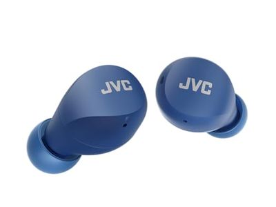 JVC HA-Z66T-A Gumy Mini Wireless Earbuds, klein, ultralicht, 3 geluidsmodi (bas/clear/normaal), waterdicht (IPX4), batterijduur 23 uur, Bluetooth 5.1, (blauw)