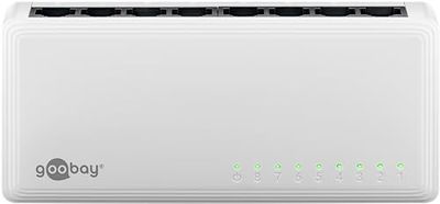Goobay 64564 8-poorts Gigabit Ethernet netwerkswitch / Ethernet LAN-switch met max. 1000 Mbit/s / ventilatorloos design / Plug & Play Ethernet-switch / geoptimaliseerde gegevensverdeler