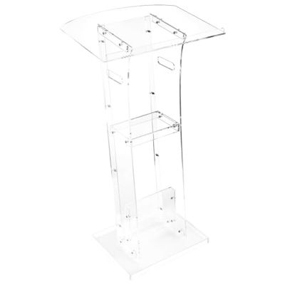VEVOR Soporte de Podio de Acrílico Altura de 109 cm Atril de Pie Portátil con Asas, Superficie de Lectura 60 x 75 cm, Estante de Almacenamiento para Aulas, Bodas, Conferencias, Discursos, Conciertos