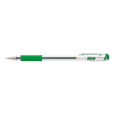 Pentel Hybrid Gel Grip Vivid Gel Ink Rubber Finger Grip 0.6mm Tip Green