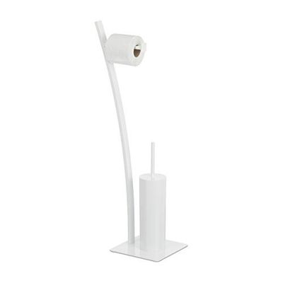 Relaxdays wc garnituur, toiletborstel met houder & toiletrolhouder, hygiënisch, HxBxD: 78x29x20 cm, stabiel, in het wit