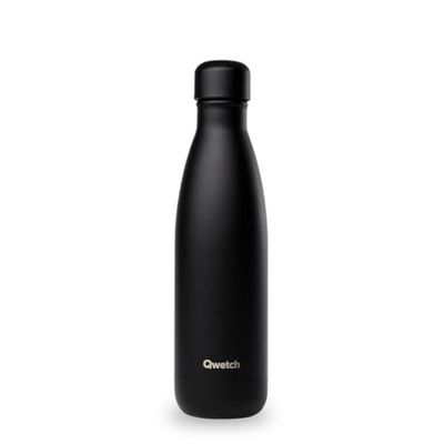 Qwetch - Borraccia Termica 500 ml in Acciaio Inox Nero Matt - 24h Freddo, 12h Caldo - Ermetica, Senza BPA & Riutilizzabile - Bottiglia Termica per Sport, Ufficio, Viaggi, Escursioni
