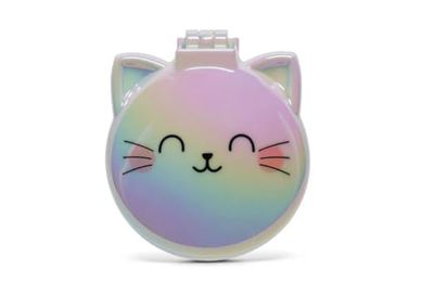 Legami Mirror Brush, Opens and Closes with a Click, Convenient and Convenient to Take Anywhere, Kitty