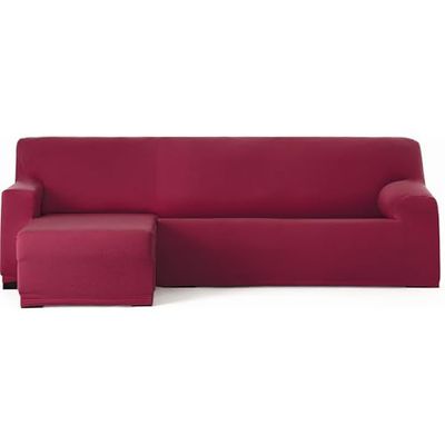 ECOMMERC3 | Sofföverdrag Chaiselongue kort vänster arm bielastisk andningsbar – sofföverdrag schäslong i vinröd färg, passform av gummi och skum, slitageskydd